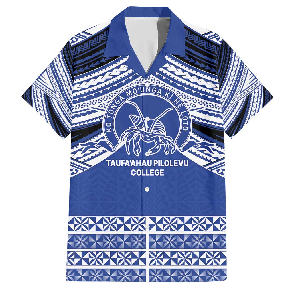 Personalised Tonga Taufa'ahau Pilolevu College Hawaiian Shirt Polynesian Ngatu Tribal LT9 Blue - Polynesian Pride