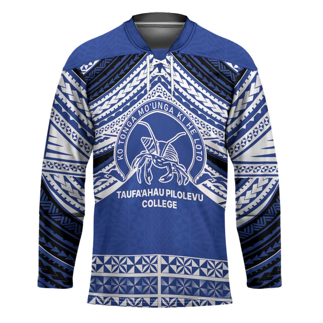 Personalised Tonga Taufa'ahau Pilolevu College Hockey Jersey Polynesian Ngatu Tribal LT9 Unisex Blue - Polynesian Pride