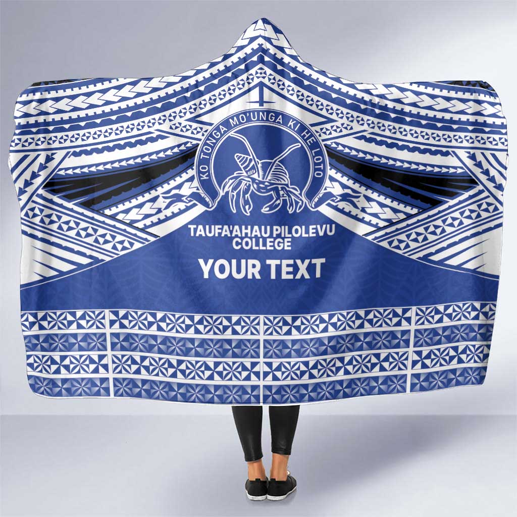 Personalised Tonga Taufa'ahau Pilolevu College Hooded Blanket Polynesian Ngatu Tribal LT9 One Size Blue - Polynesian Pride
