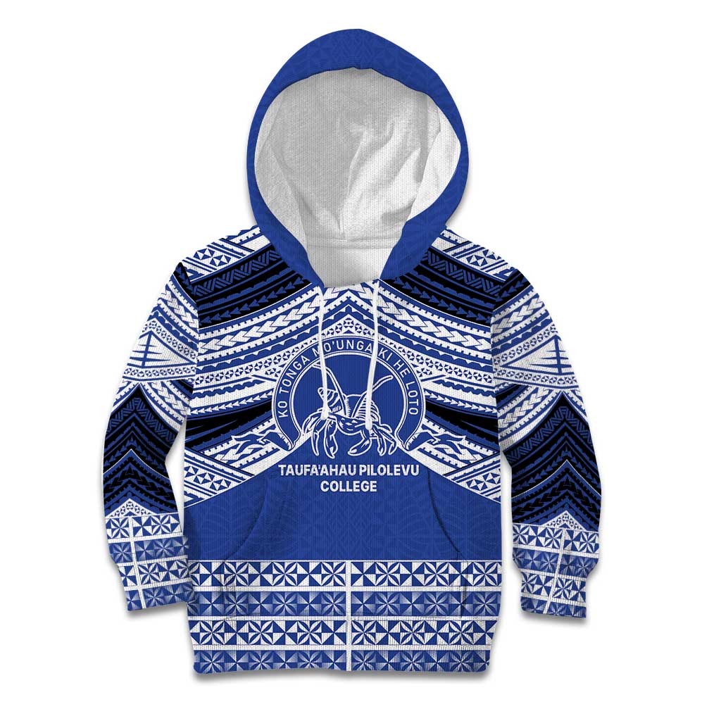 Personalised Tonga Taufa'ahau Pilolevu College Kid Hoodie Polynesian Ngatu Tribal
