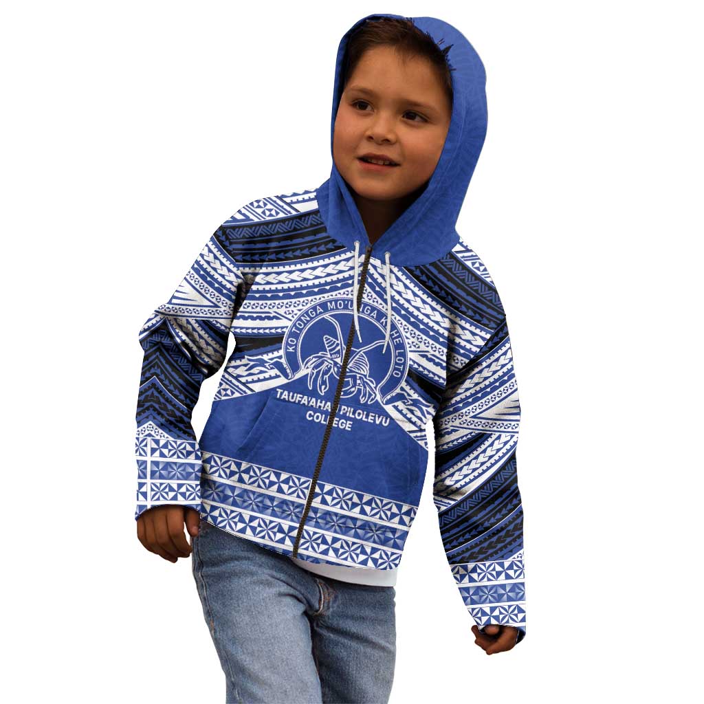Personalised Tonga Taufa'ahau Pilolevu College Kid Hoodie Polynesian Ngatu Tribal