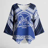 Personalised Tonga Taufa'ahau Pilolevu College Kimono Sleeve Blouse Polynesian Ngatu Tribal LT9 Female Blue - Polynesian Pride