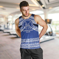 Personalised Tonga Taufa'ahau Pilolevu College Men Tank Top Polynesian Ngatu Tribal LT9 Blue - Polynesian Pride
