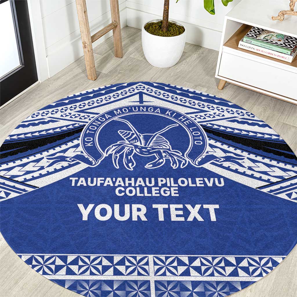 Personalised Tonga Taufa'ahau Pilolevu College Round Carpet Polynesian Ngatu Tribal