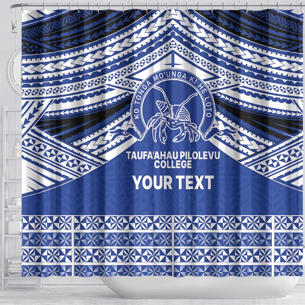 Personalised Tonga Taufa'ahau Pilolevu College Shower Curtain Polynesian Ngatu Tribal