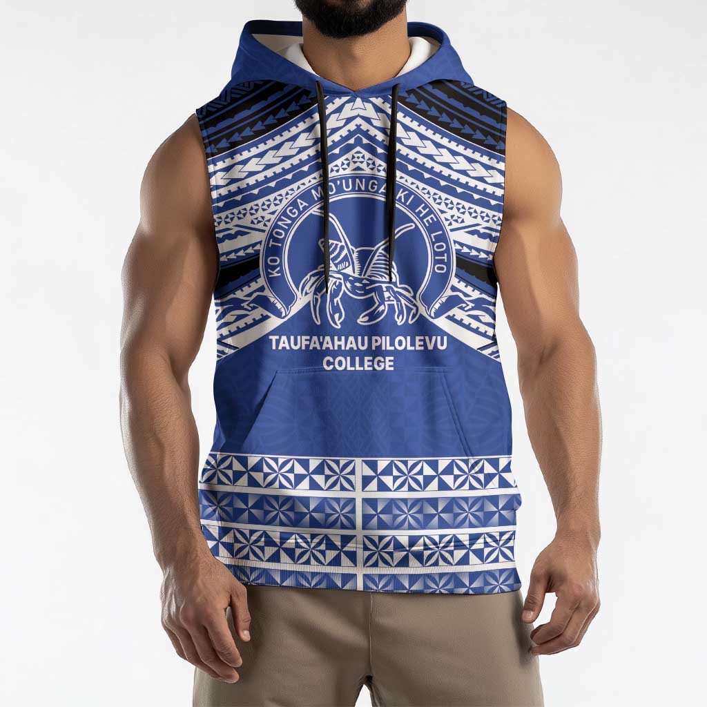 Personalised Tonga Taufa'ahau Pilolevu College Sleeveless Hoodie Polynesian Ngatu Tribal - Polynesian Pride