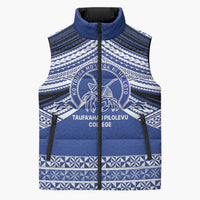Personalised Tonga Taufa'ahau Pilolevu College Sleeveless Puffer Jacket Polynesian Ngatu Tribal LT9 Unisex Blue - Polynesian Pride