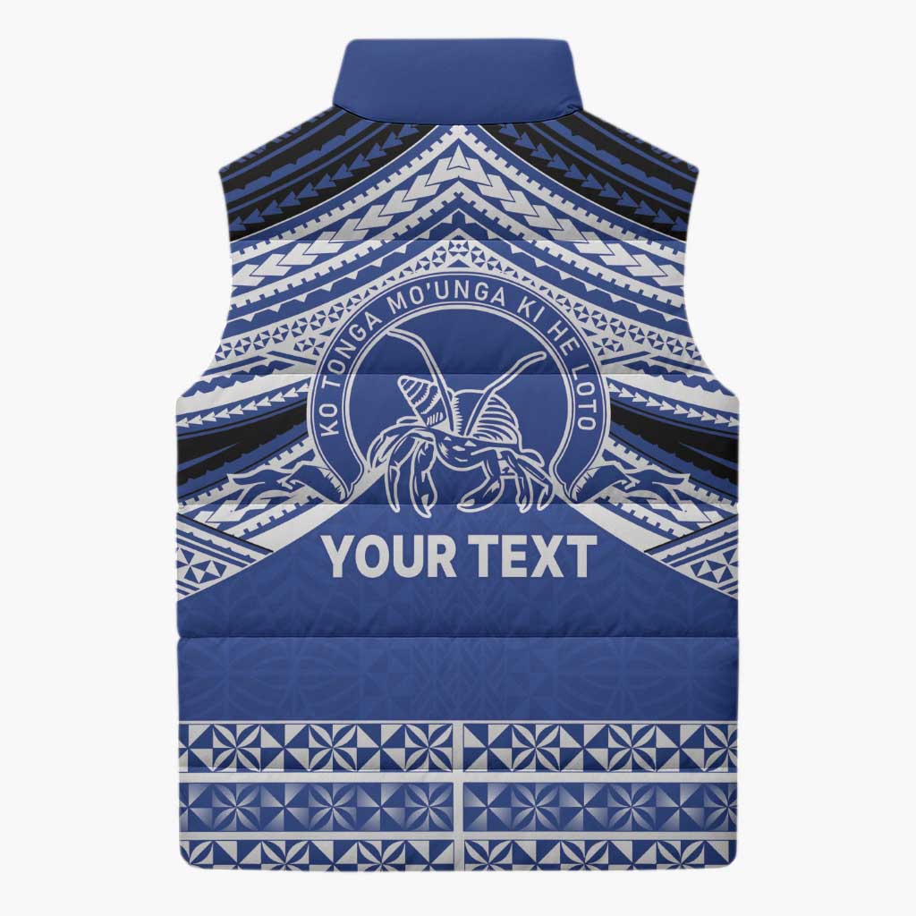 Personalised Tonga Taufa'ahau Pilolevu College Sleeveless Puffer Jacket Polynesian Ngatu Tribal LT9 - Polynesian Pride