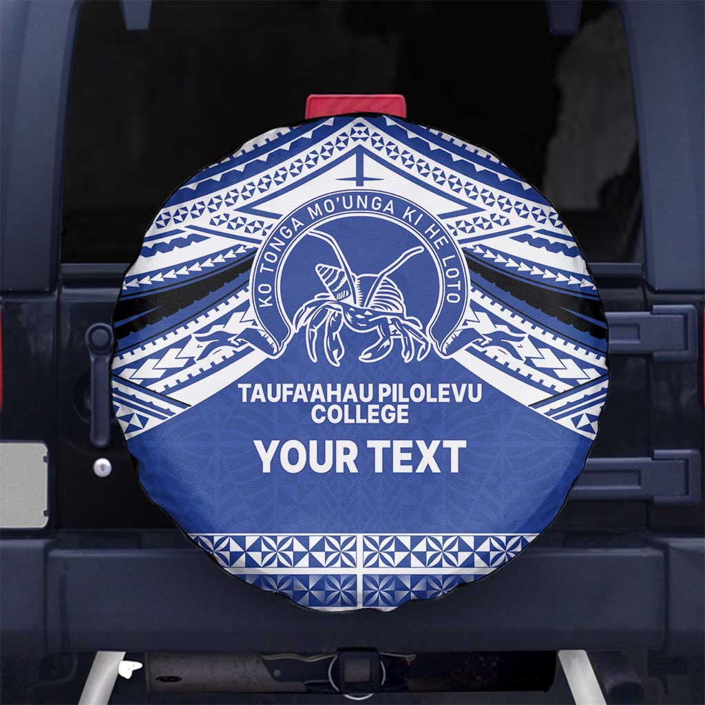 Personalised Tonga Taufa'ahau Pilolevu College Spare Tire Cover Polynesian Ngatu Tribal LT9 No hole Blue - Polynesian Pride