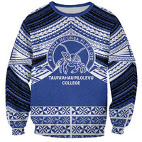 Personalised Tonga Taufa'ahau Pilolevu College Sweatshirt Polynesian Ngatu Tribal LT9 Unisex Blue - Polynesian Pride