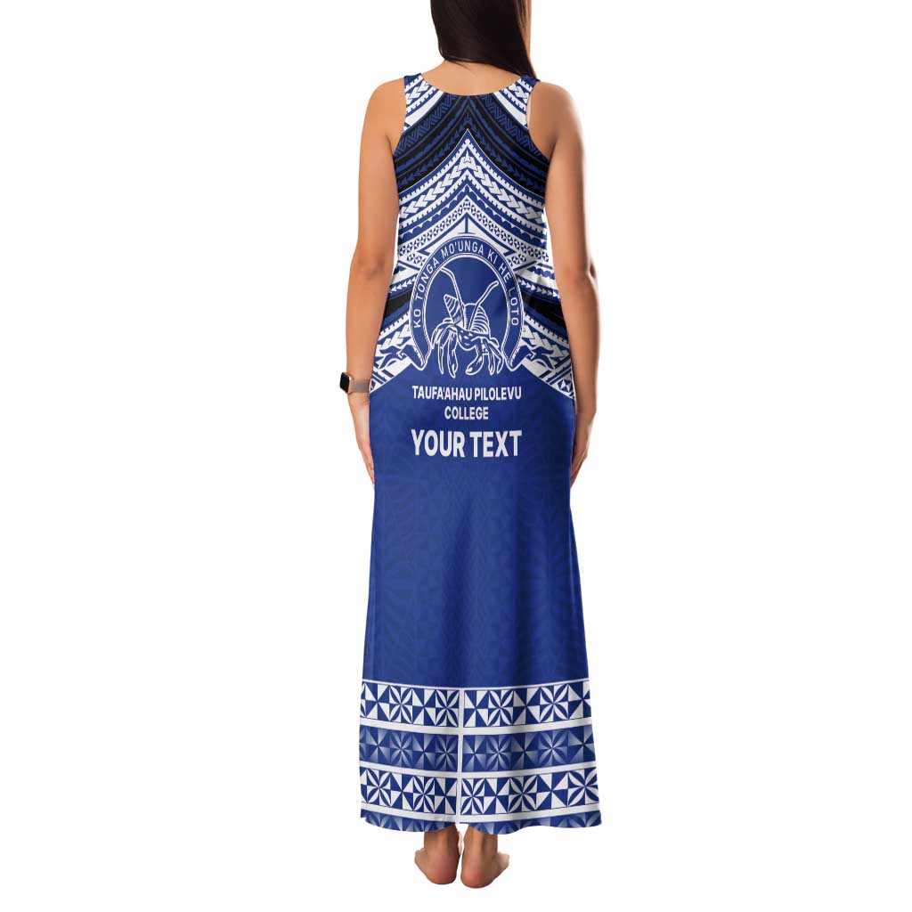 Personalised Tonga Taufa'ahau Pilolevu College Tank Maxi Dress Polynesian Ngatu Tribal