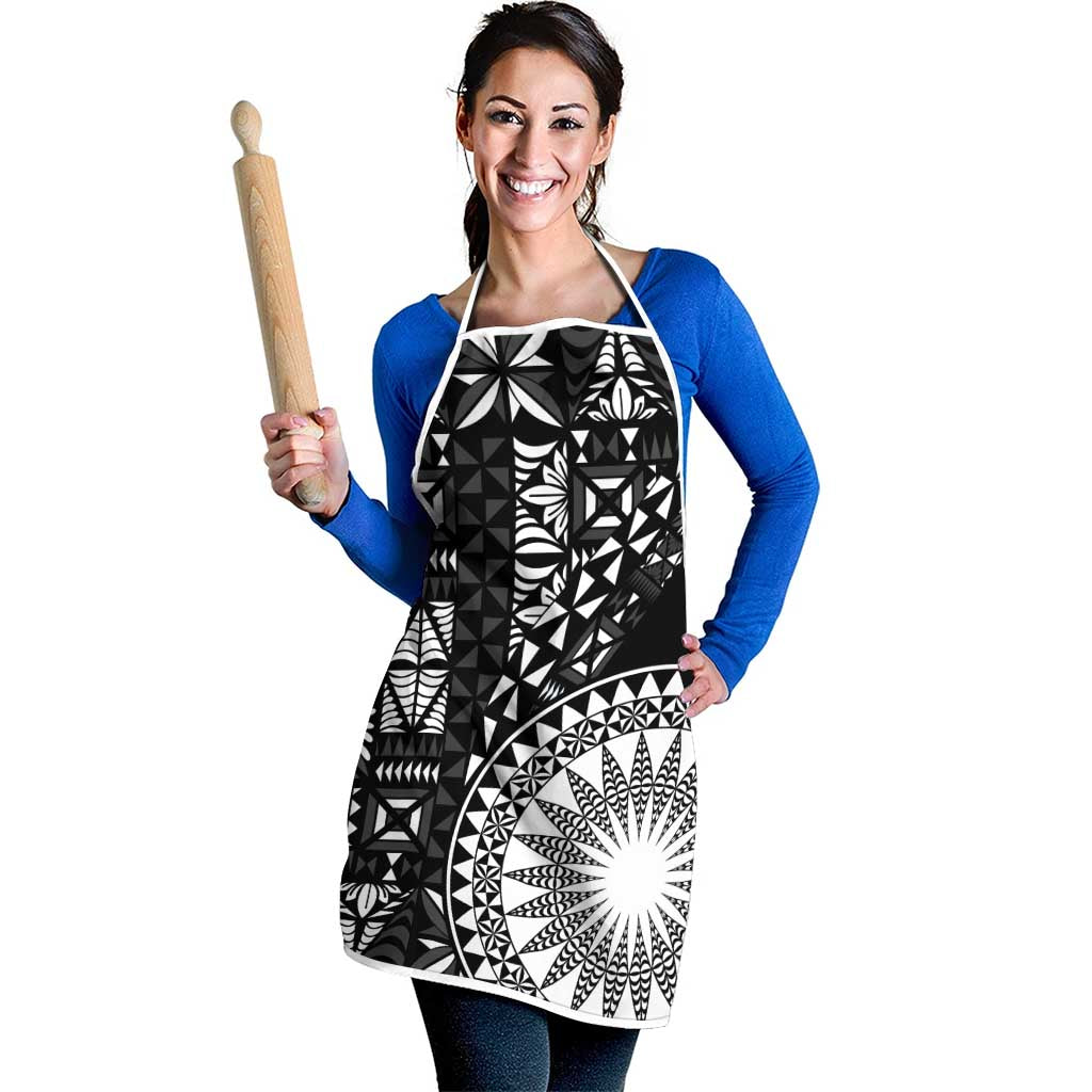 Black Tongan Ngatu Fonulei Pattern Apron LT9 - Polynesian Pride
