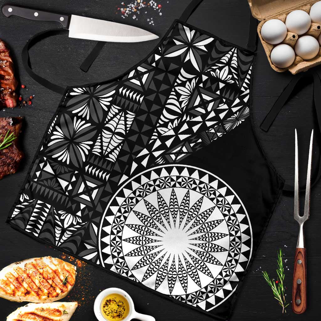 Black Tongan Ngatu Fonulei Pattern Apron LT9 Black - Polynesian Pride