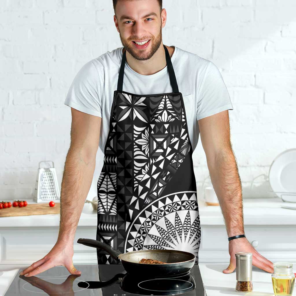 Black Tongan Ngatu Fonulei Pattern Apron LT9 - Polynesian Pride