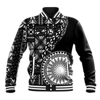 Black Tongan Ngatu Fonulei Pattern Baseball Jacket LT9 Unisex Black - Polynesian Pride