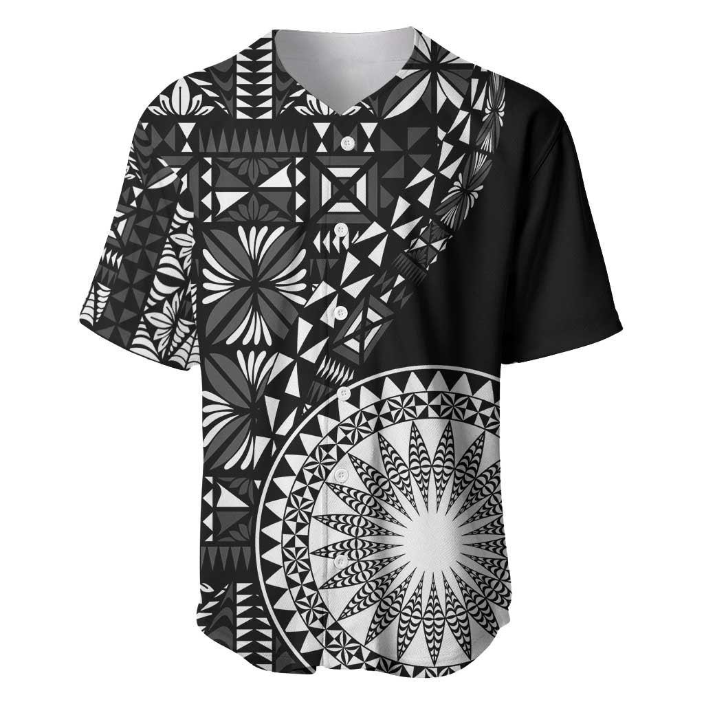 Black Tongan Ngatu Fonulei Pattern Baseball Jersey