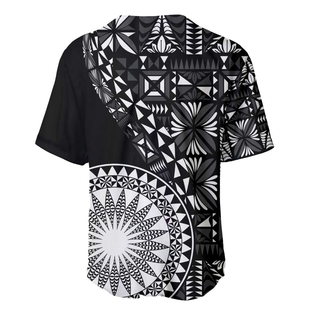 Black Tongan Ngatu Fonulei Pattern Baseball Jersey