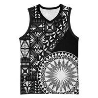 Black Tongan Ngatu Fonulei Pattern Basketball Jersey LT9 Unisex Black - Polynesian Pride