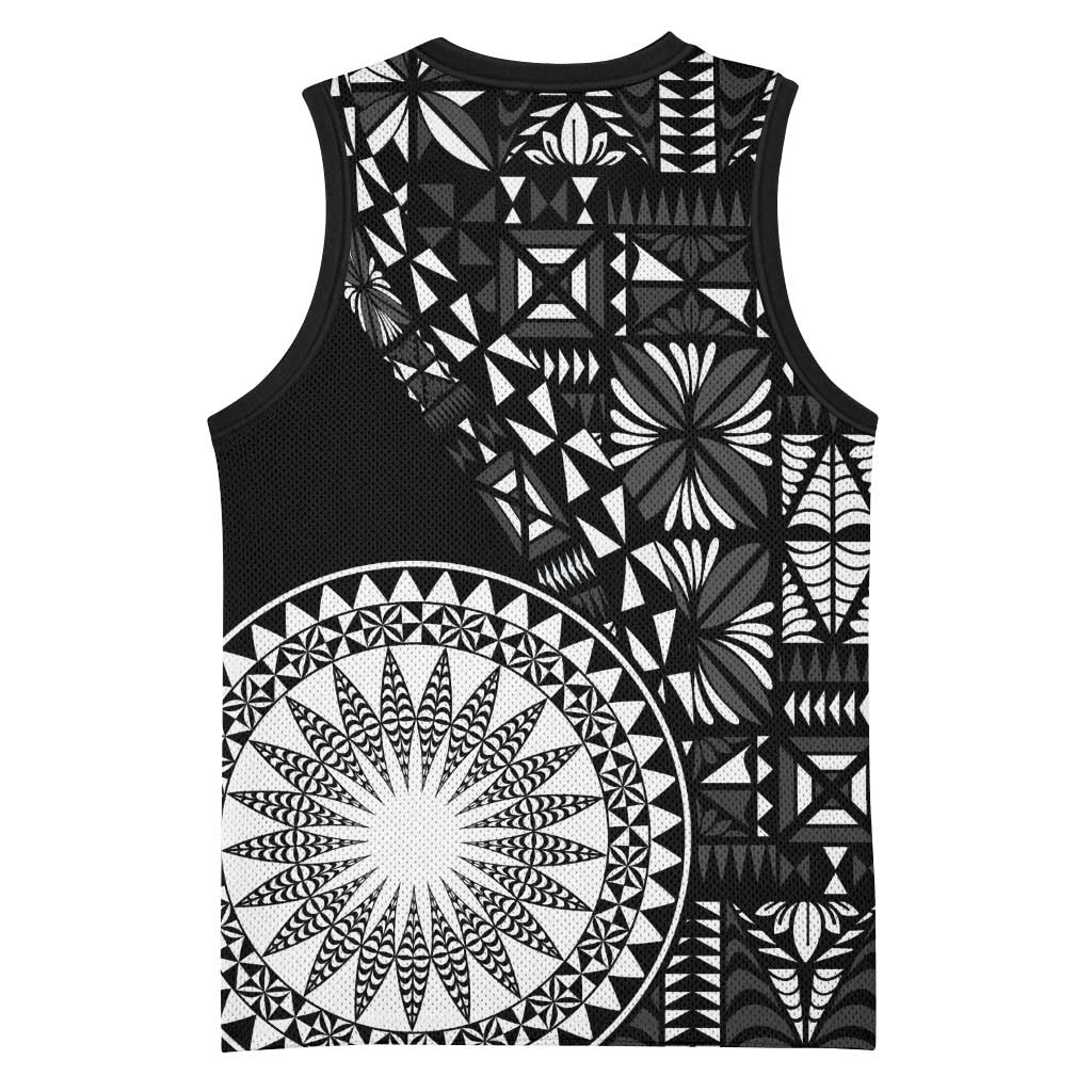 Black Tongan Ngatu Fonulei Pattern Basketball Jersey LT9 - Polynesian Pride
