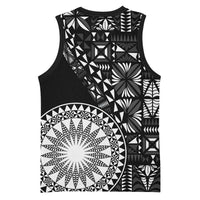 Black Tongan Ngatu Fonulei Pattern Basketball Jersey LT9 - Polynesian Pride