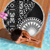 Black Tongan Ngatu Fonulei Pattern Beach Blanket LT9 - Polynesian Pride