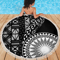 Black Tongan Ngatu Fonulei Pattern Beach Blanket LT9 - Polynesian Pride