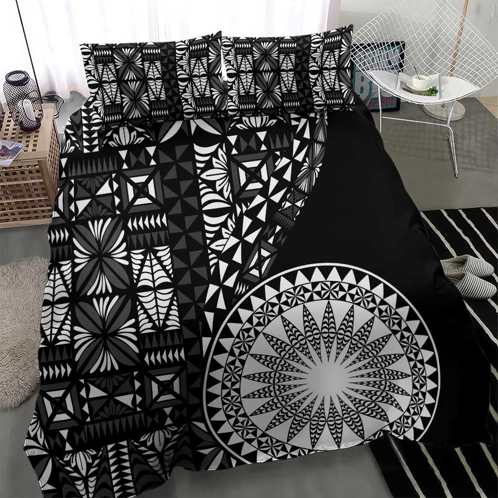 Black Tongan Ngatu Fonulei Pattern Bedding Set