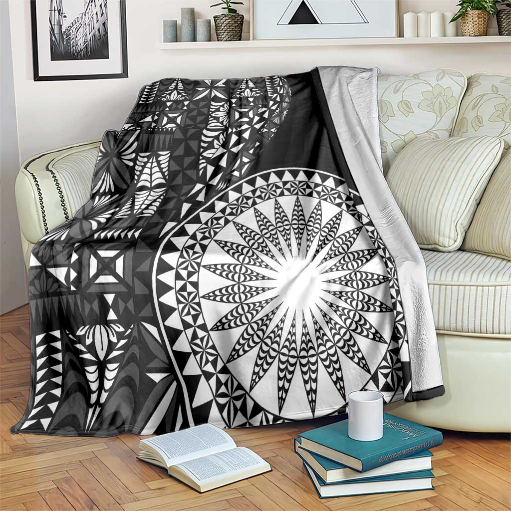 Black Tongan Ngatu Fonulei Pattern Blanket LT9 Black - Polynesian Pride