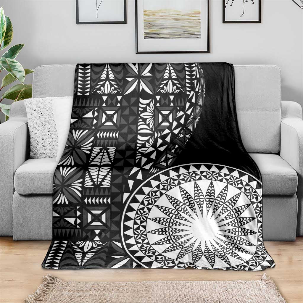 Black Tongan Ngatu Fonulei Pattern Blanket LT9 - Polynesian Pride