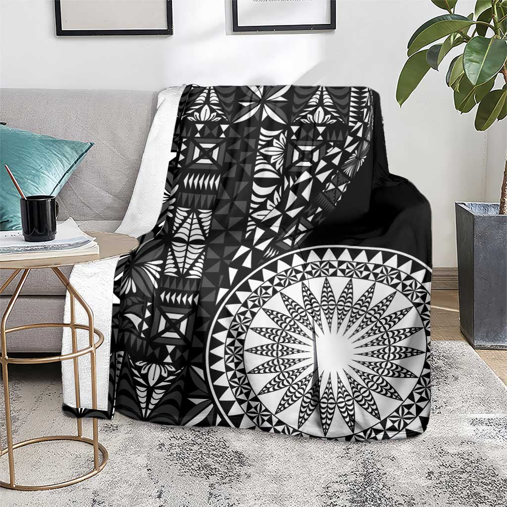 Black Tongan Ngatu Fonulei Pattern Blanket LT9 - Polynesian Pride