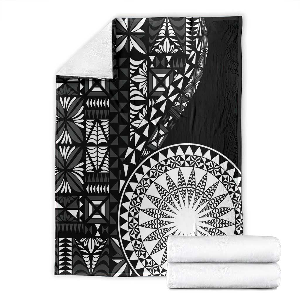 Black Tongan Ngatu Fonulei Pattern Blanket LT9 - Polynesian Pride