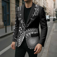 Black Tongan Ngatu Fonulei Pattern Blazer - Polynesian Pride