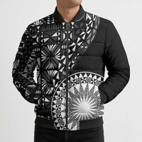 Black Tongan Ngatu Fonulei Pattern Bomber Puffer Jacket LT9 - Polynesian Pride