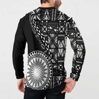 Black Tongan Ngatu Fonulei Pattern Button Sweatshirt LT9 - Polynesian Pride