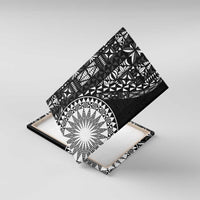 Black Tongan Ngatu Fonulei Pattern Canvas Wall Art LT9 With Frame Black - Polynesian Pride