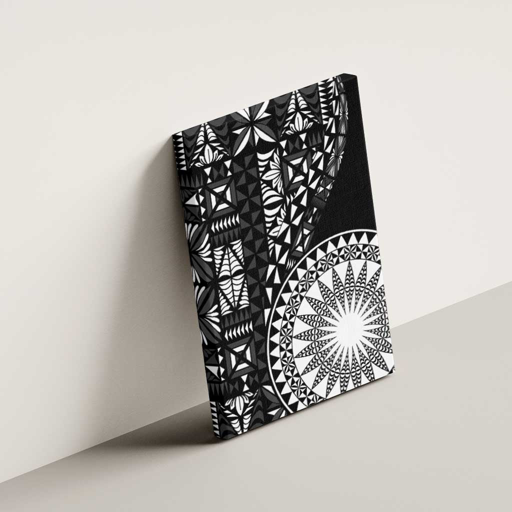 Black Tongan Ngatu Fonulei Pattern Canvas Wall Art LT9 - Polynesian Pride