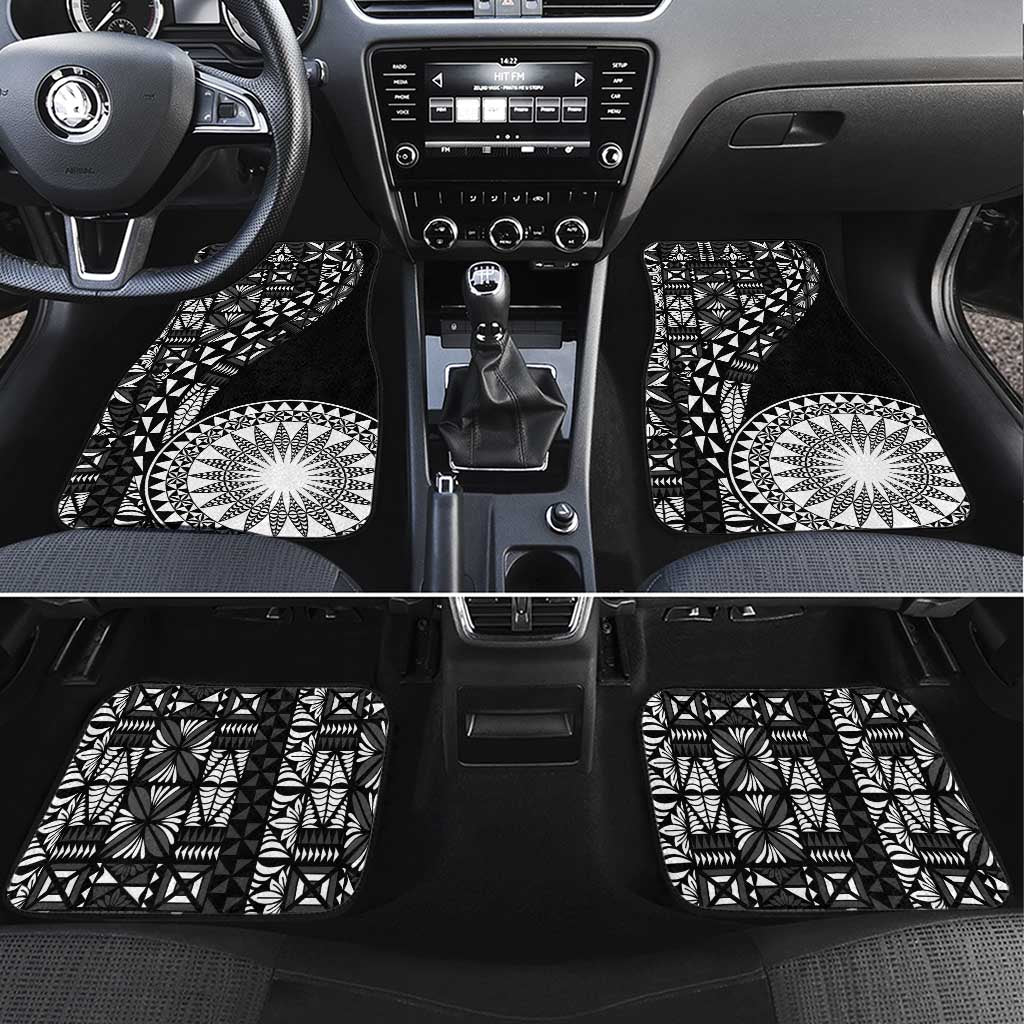 Black Tongan Ngatu Fonulei Pattern Car Mats LT9 Set 4pcs Black - Polynesian Pride