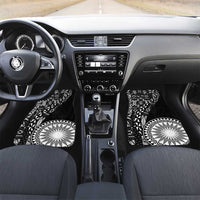 Black Tongan Ngatu Fonulei Pattern Car Mats LT9 Set 2pcs - Front Black - Polynesian Pride