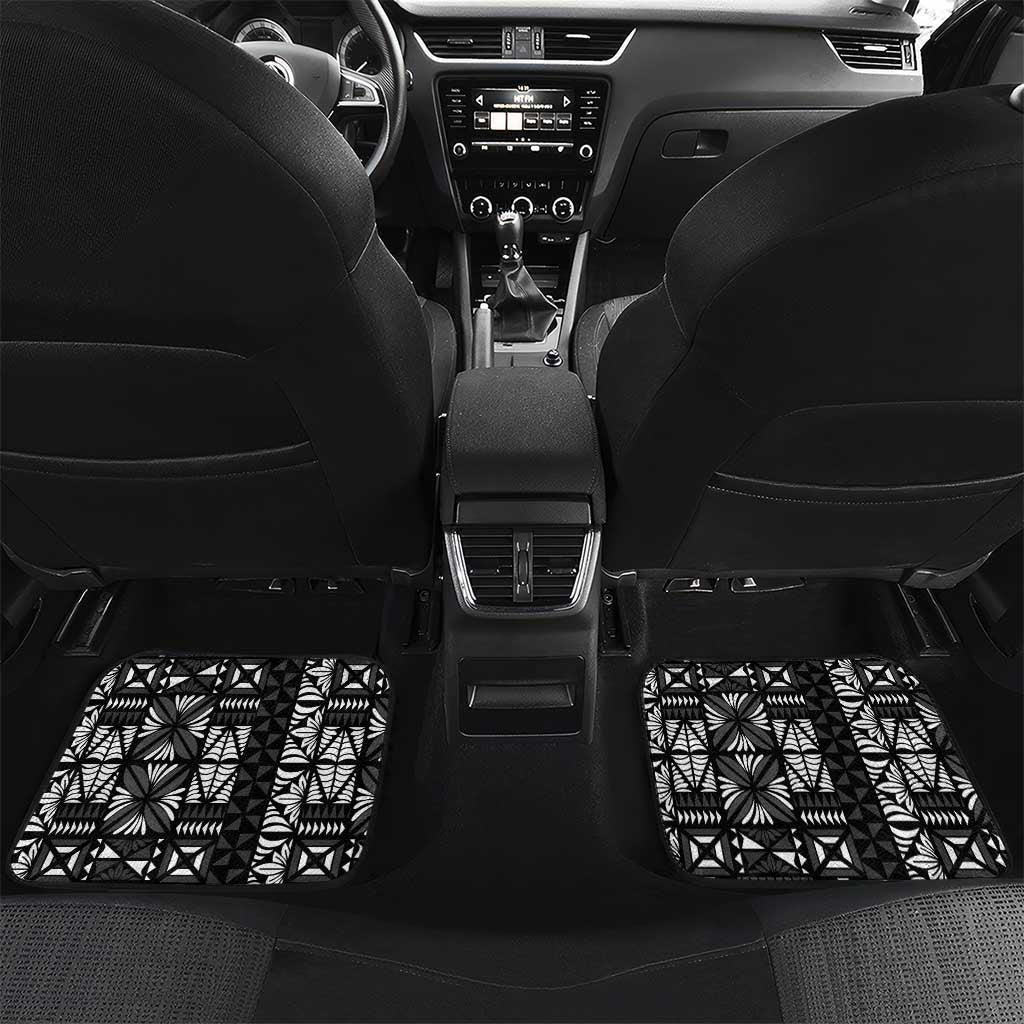 Black Tongan Ngatu Fonulei Pattern Car Mats LT9 Set 2pcs - Back Black - Polynesian Pride