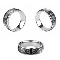 Black Tongan Ngatu Fonulei Pattern Classic Ring LT9 - Polynesian Pride