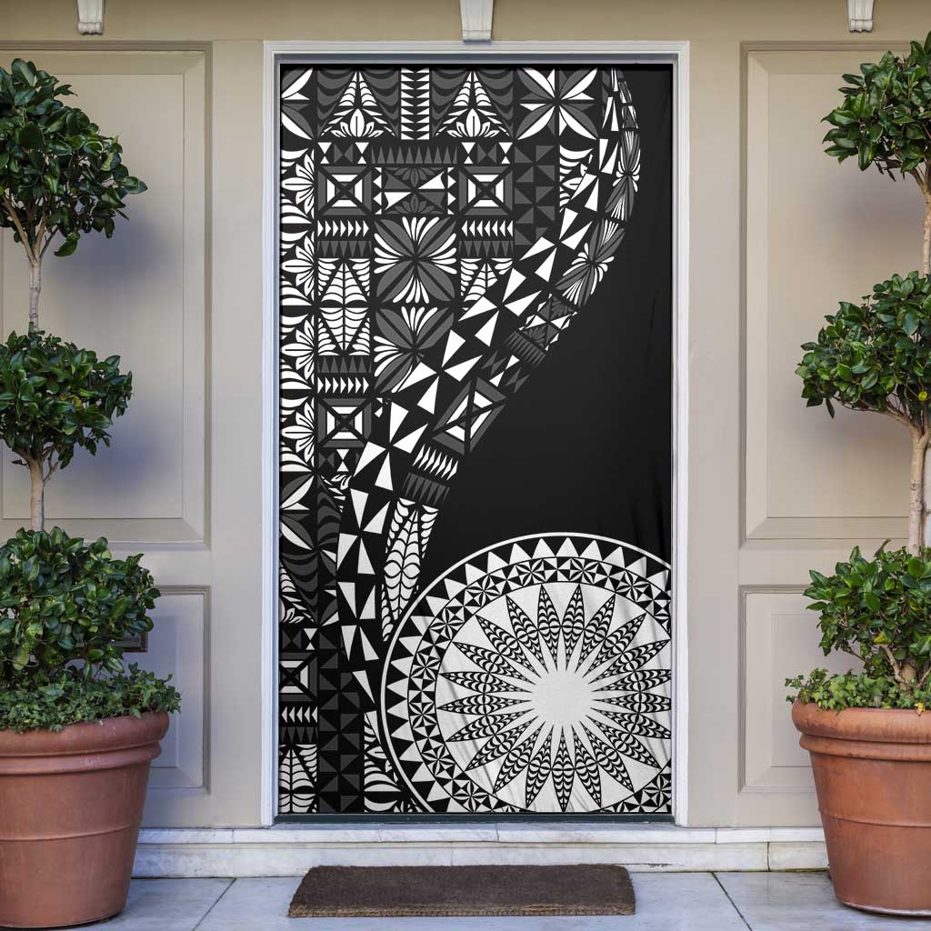 Black Tongan Ngatu Fonulei Pattern Door Cover LT9 Black - Polynesian Pride
