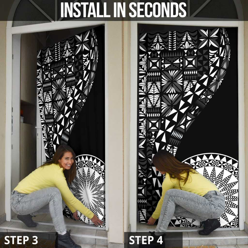 Black Tongan Ngatu Fonulei Pattern Door Cover LT9 - Polynesian Pride