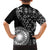Black Tongan Ngatu Fonulei Pattern Family Matching Off The Shoulder Long Sleeve Dress and Hawaiian Shirt