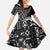 Black Tongan Ngatu Fonulei Pattern Family Matching Off The Shoulder Long Sleeve Dress and Hawaiian Shirt