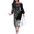 Black Tongan Ngatu Fonulei Pattern Family Matching Off The Shoulder Long Sleeve Dress and Hawaiian Shirt