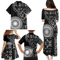 Black Tongan Ngatu Fonulei Pattern Family Matching Puletasi and Hawaiian Shirt