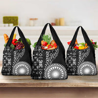 Black Tongan Ngatu Fonulei Pattern Grocery Bag LT9 3-pack One Size Black - Polynesian Pride