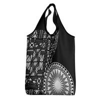 Black Tongan Ngatu Fonulei Pattern Grocery Bag LT9 - Polynesian Pride