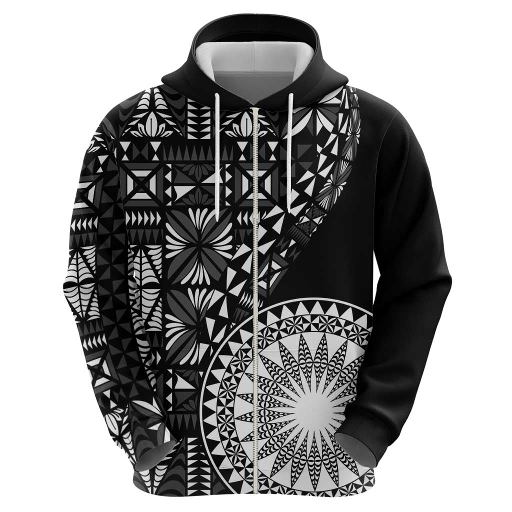Black Tongan Ngatu Fonulei Pattern Hoodie