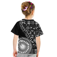 Black Tongan Ngatu Fonulei Pattern Kid T Shirt